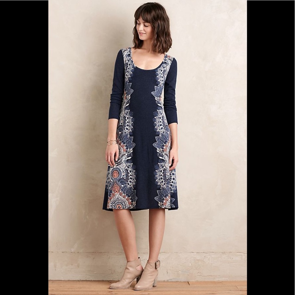 ANTHROPOLOGIE Maeve Navy Sweater Dress